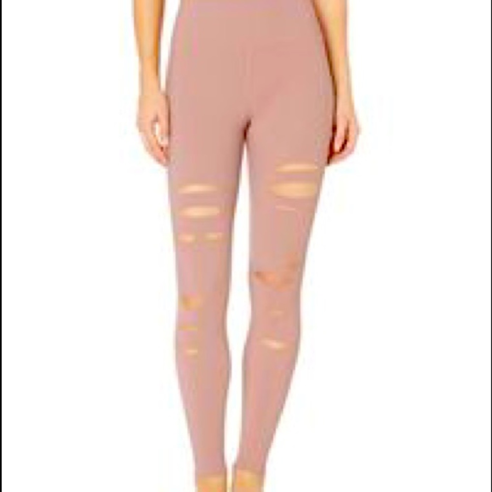 Alo ripped warrior leggings large smoky quartz